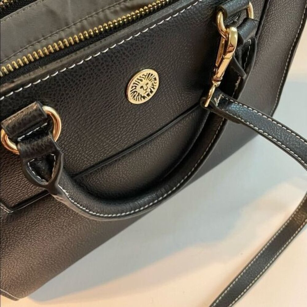 Anne Klein Satchel Bag Faux Leather Crossbody Tote Gold Hardware Quiet Luxury - Picture 12 of 16
